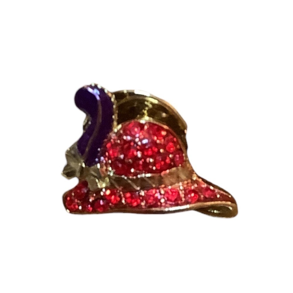 Vintage Red Hat Ladies Pin Pave Rhinestones - Picture 1 of 2